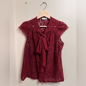 New York and Company Lace Blouse Women’s Size Small Red